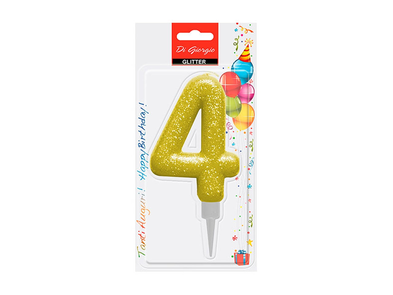 Candela 12cm glitter colorato numero 4