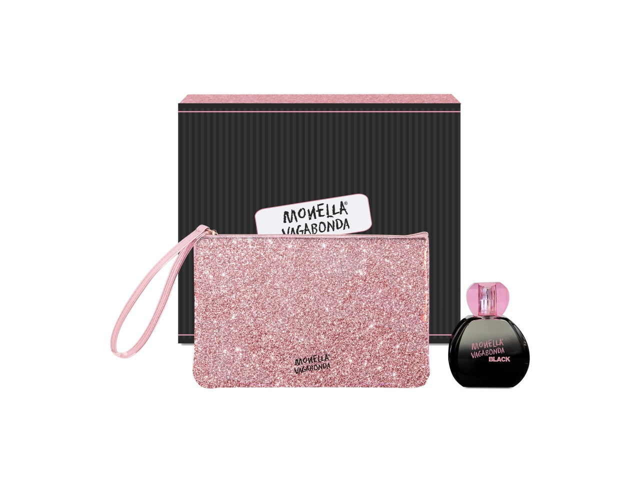 Monella vagabonda black composto da edt 100ml e pochette rosa glitter