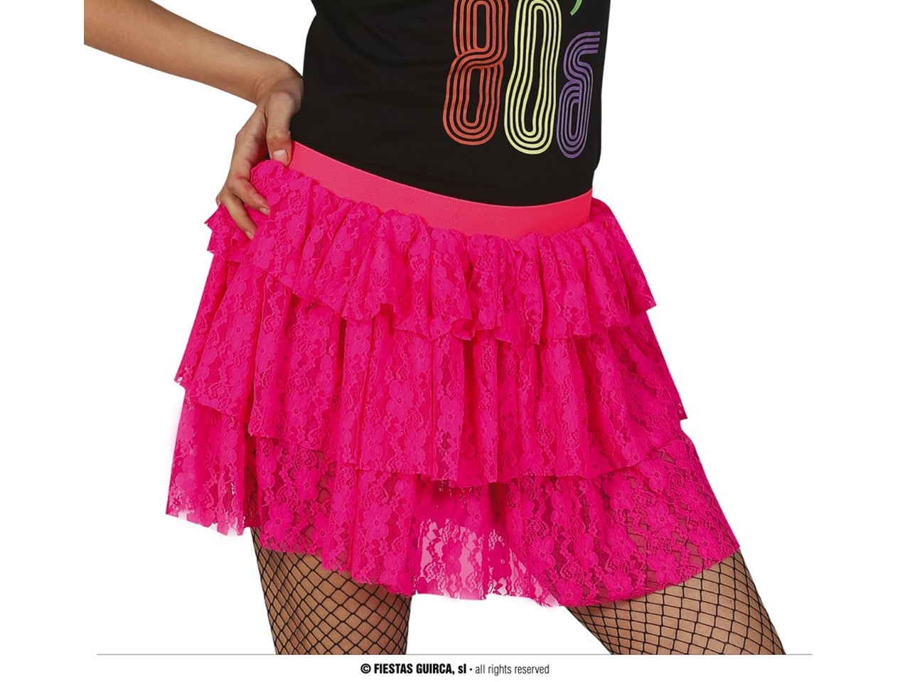 Gonna anni 80 colore rosa neon