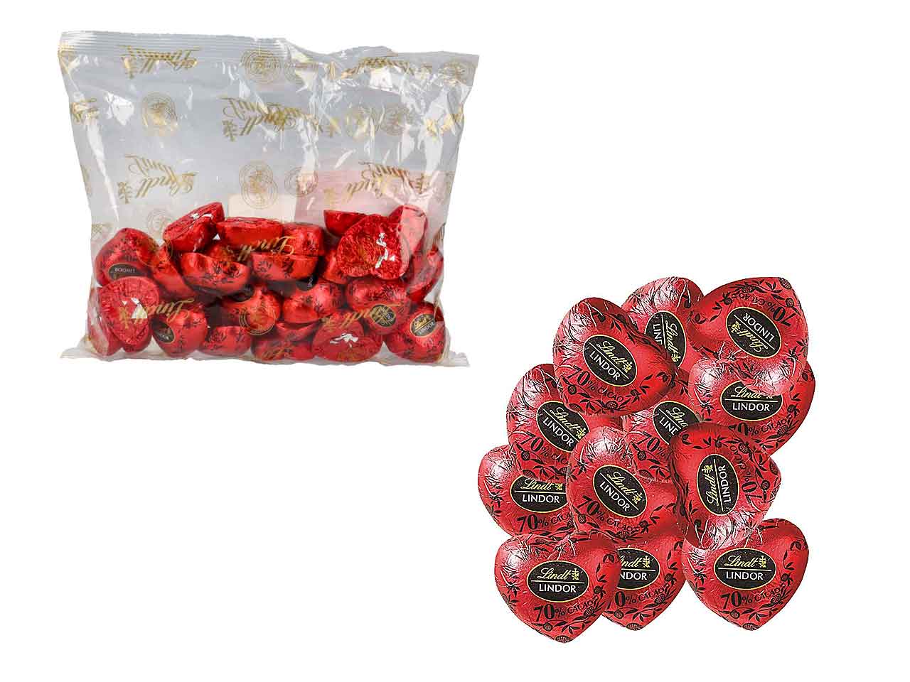 Lindt cioccolatini cuore lindor fondente al 70% da 500gr