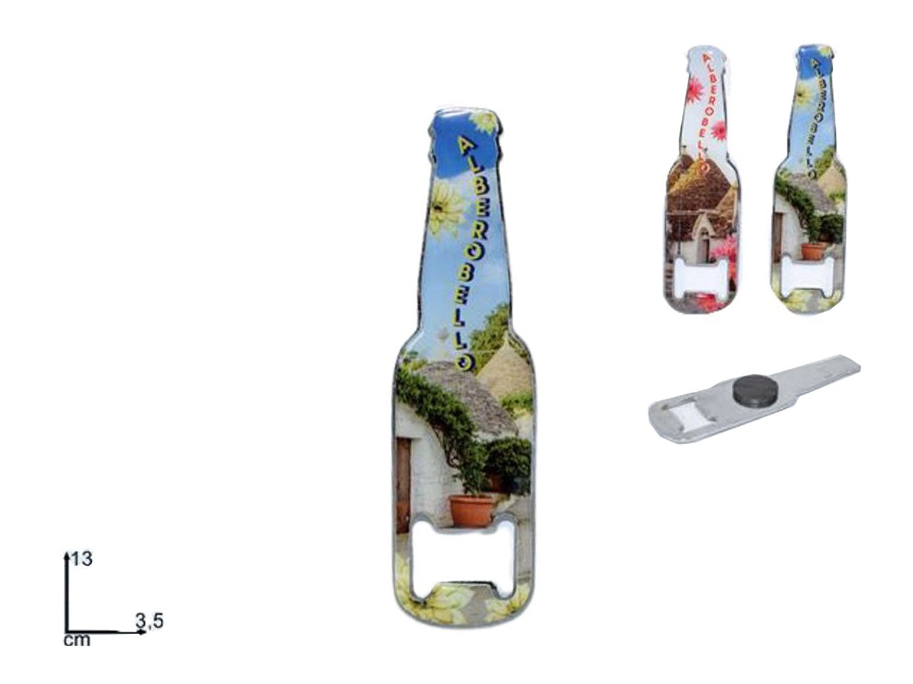 Apribottiglia ricordo di alberobello 13cm in 2 assortimenti