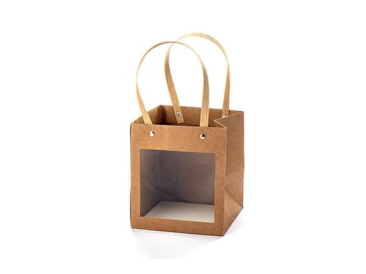 Shopper in carta con finestra 15x15x17cm di colore beige