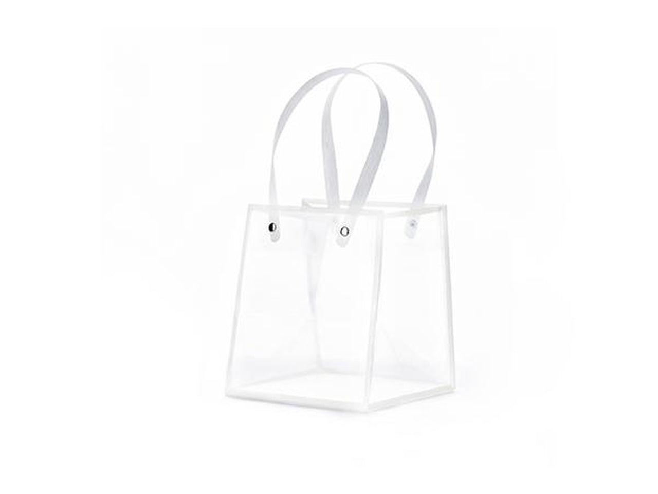 Shopper trasparente con bordo bianco 15x15x17cm