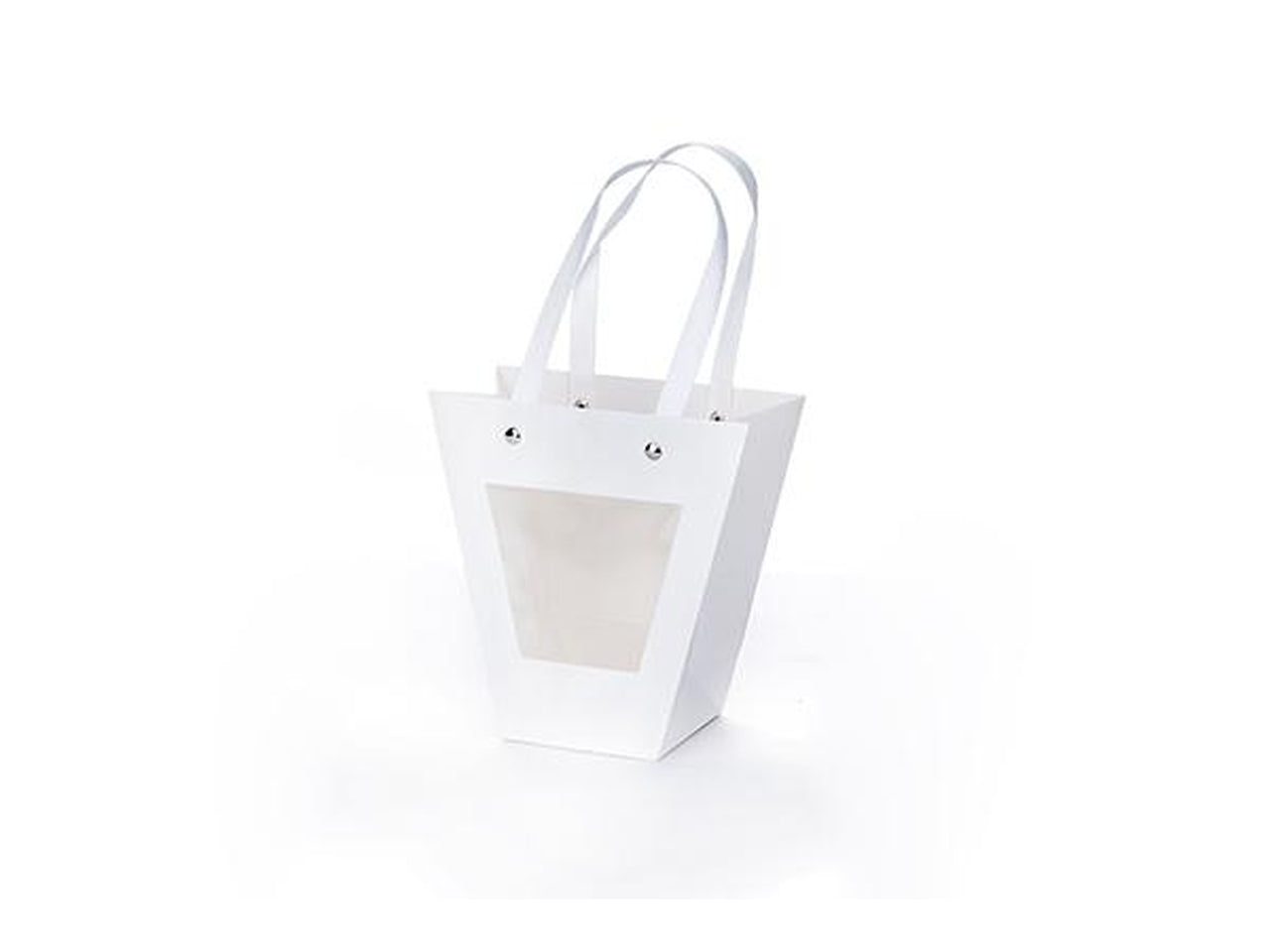 Shopper carta con finestra 8x8x16hcm di colore bianco