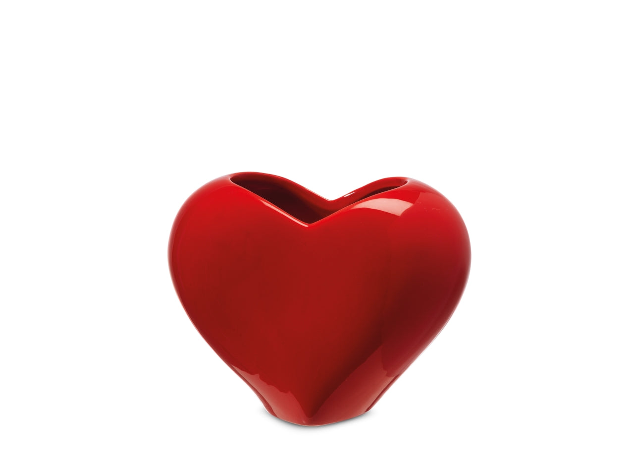 Vaso decorativo a forma di cuore 13x8xh.10,5 cm di colore rosso lucido