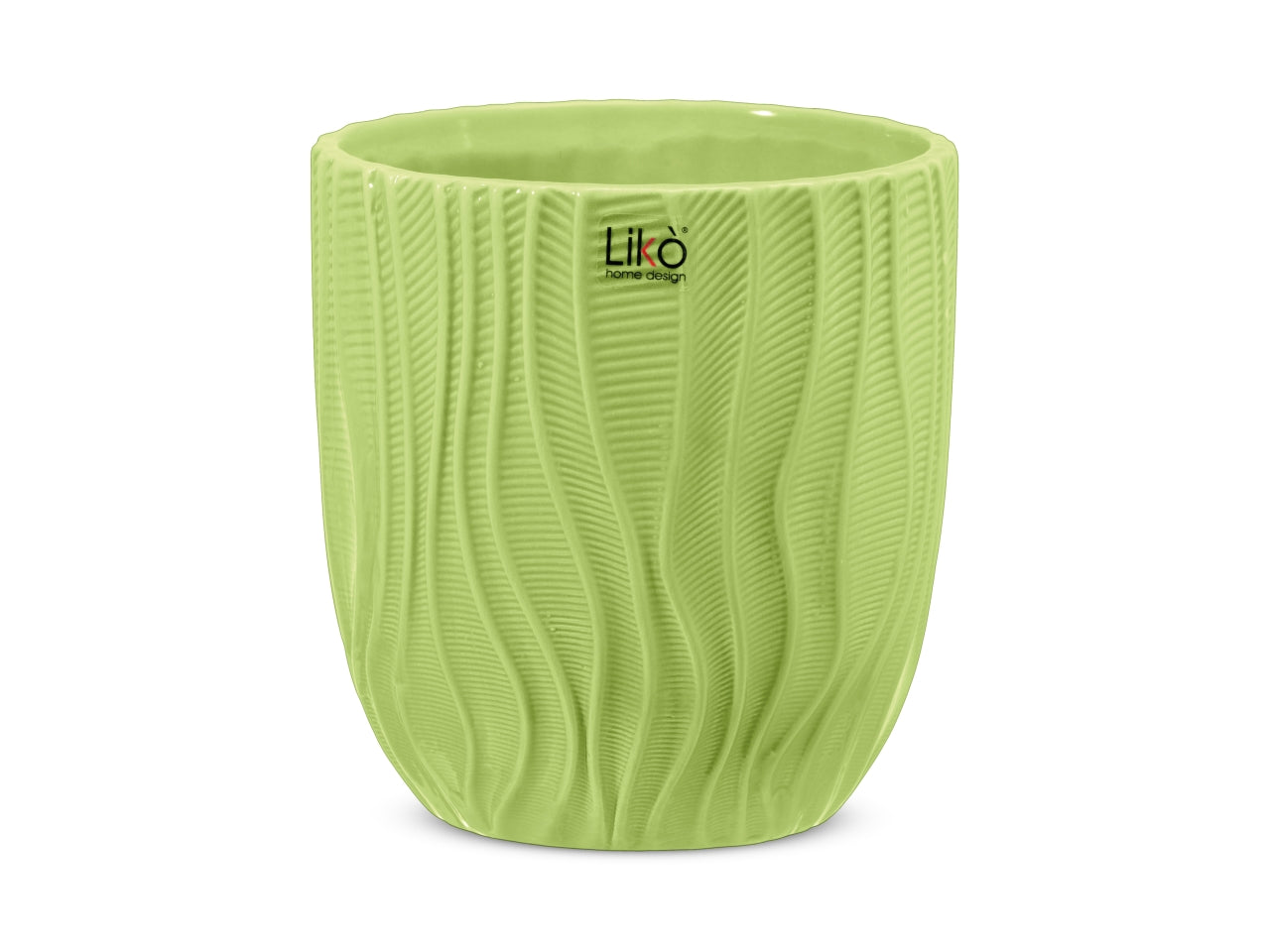 Vaso cache pot antigua d.13xh 14cm di colore verde lucido
