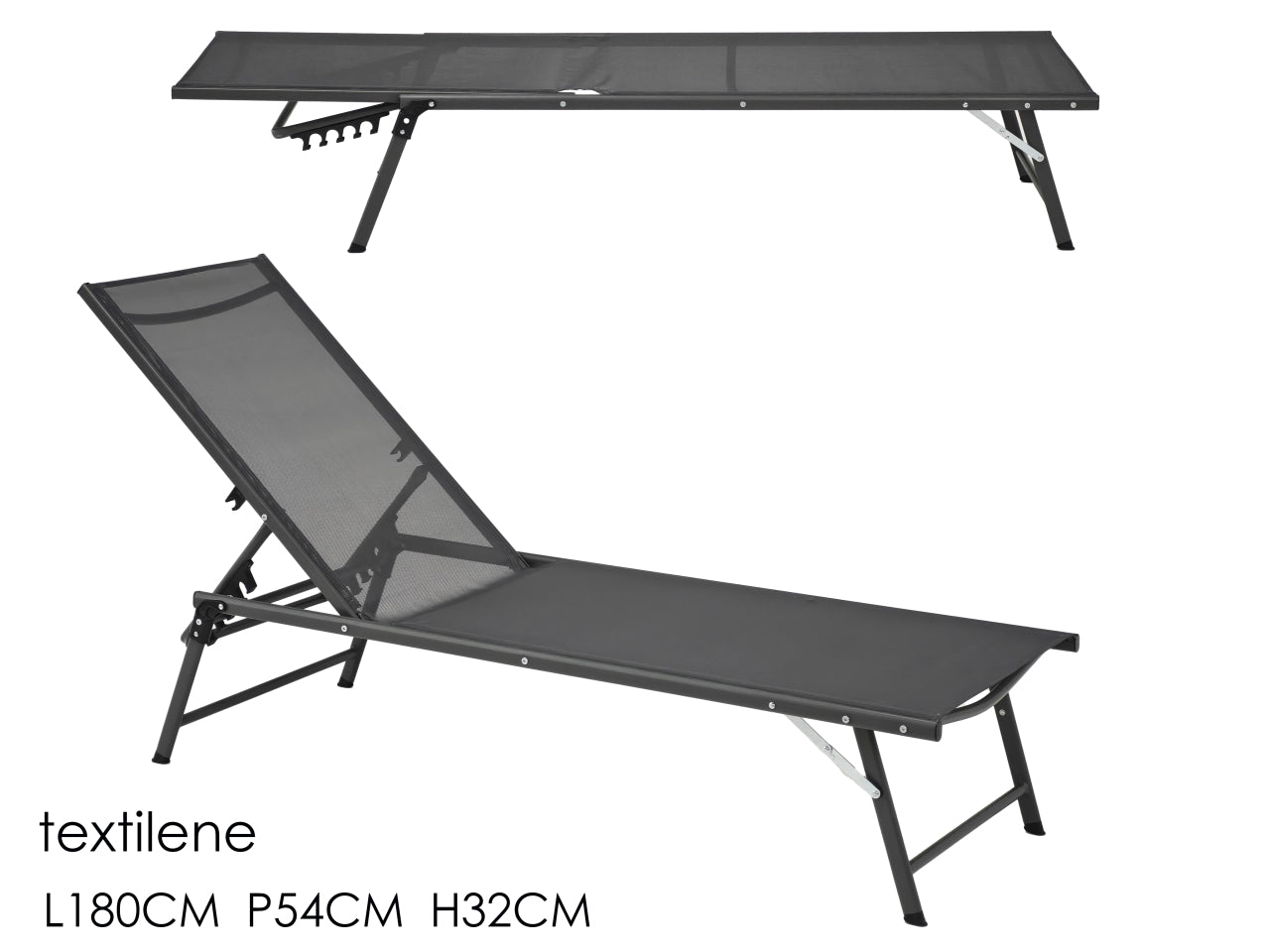 Lettino 180x54x32cm antracite