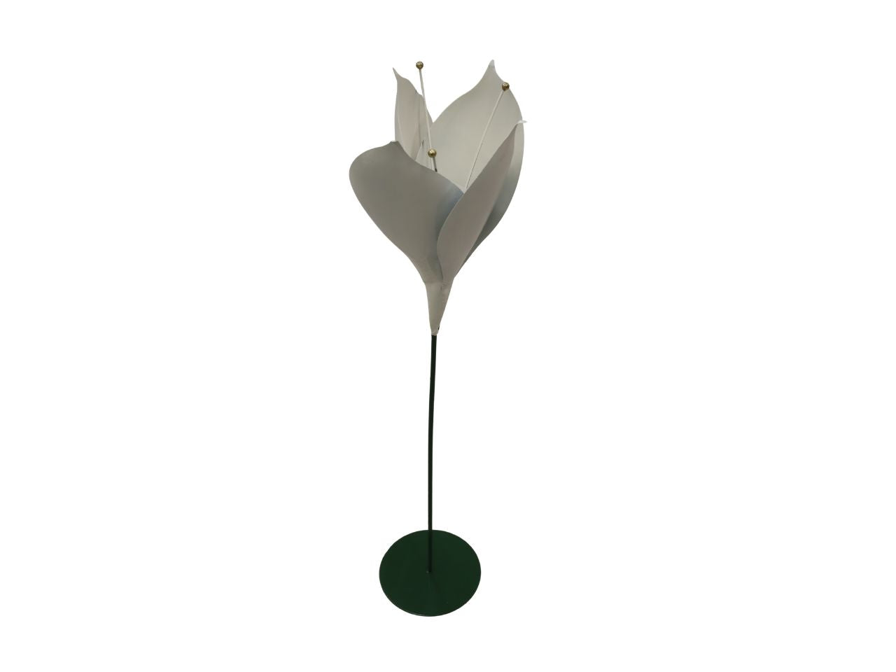 Fiore in metallo con base d.19x100cm di colore bianco