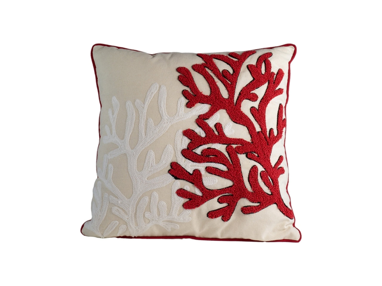Cuscino decoro corallo 40x40cm in cotone e poliestere di colore rosso