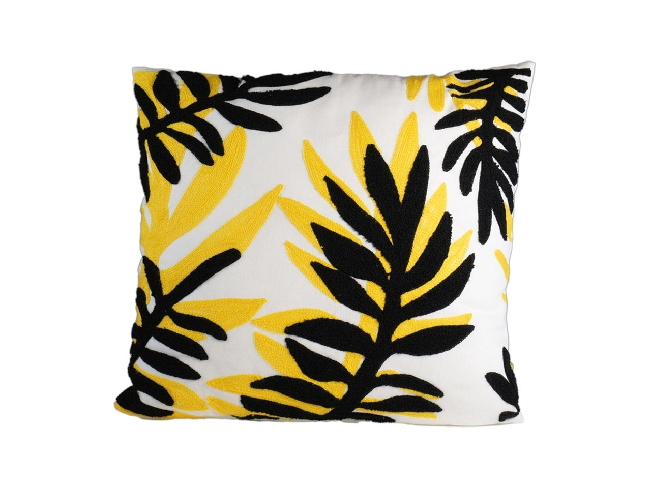 Cuscino decoro foglie nere 45x45cm in cotone