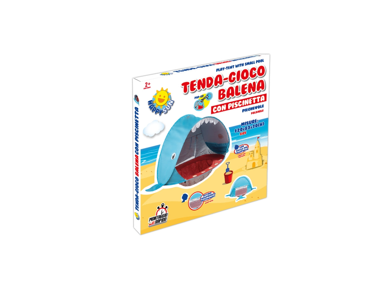 Tenda balena pop up con piscinetta $