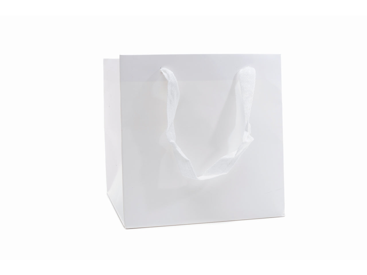 Shopper cube in carta bianca 220gr. 12x12x12cm