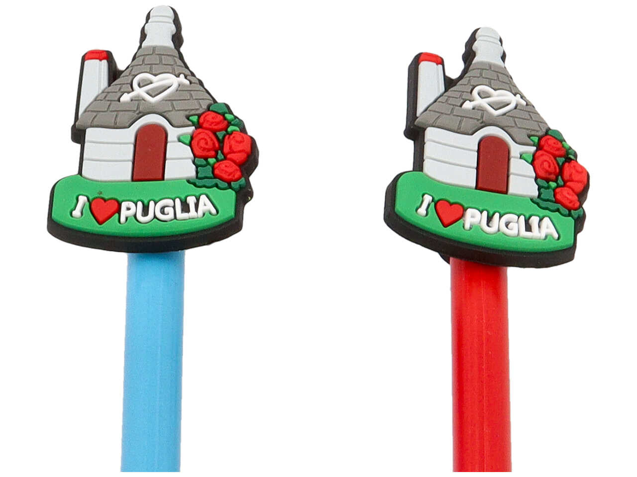 Matita pencil con topper in pvc e scritta i love puglia