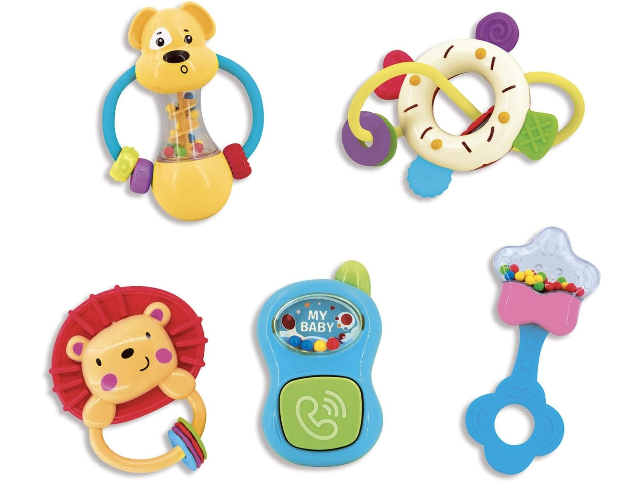 Carotina baby primi giochini, contenitore trasparente con 5 giochi