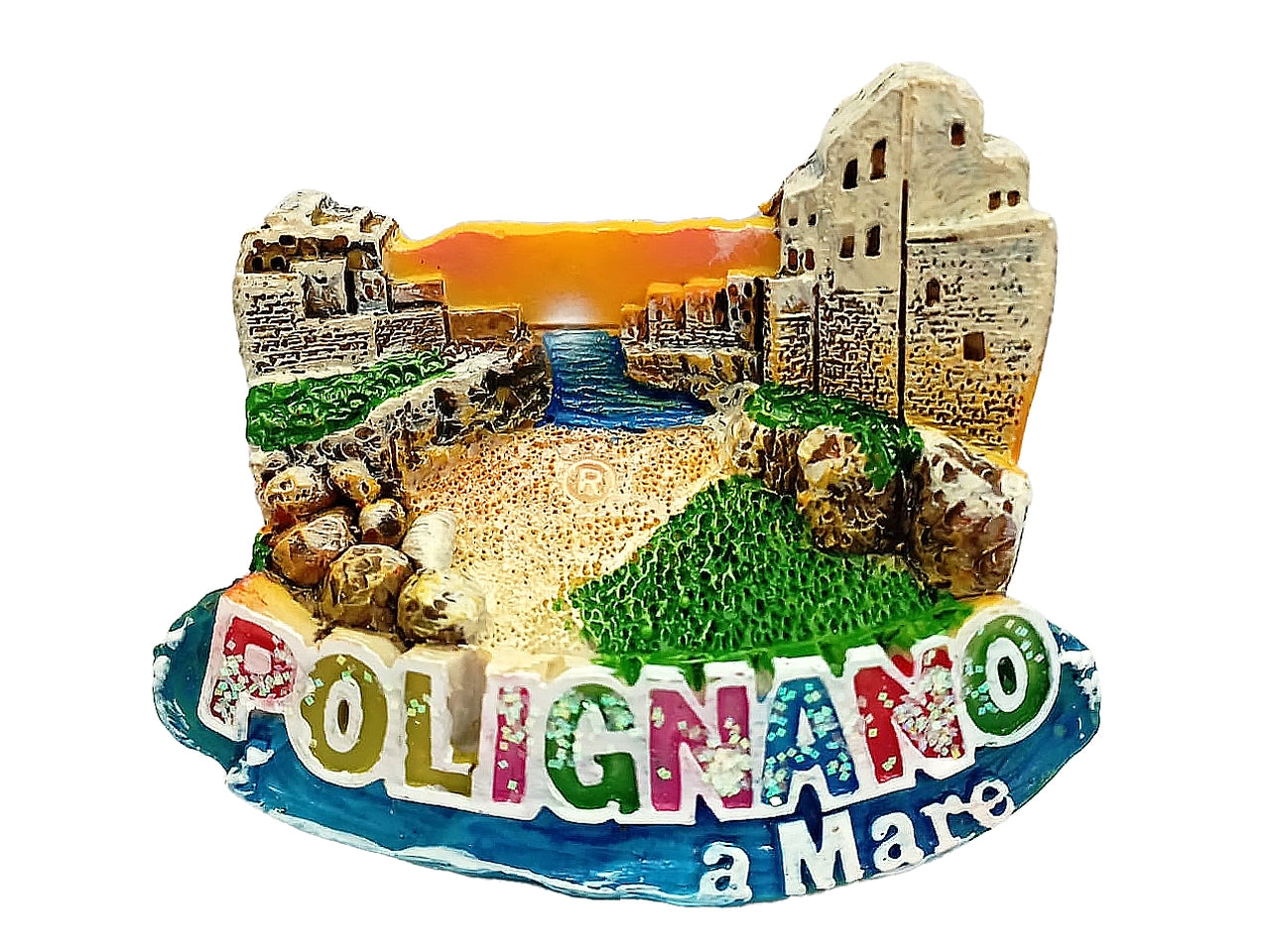 Magnete souvenir polignano 3d sagomato con glitter