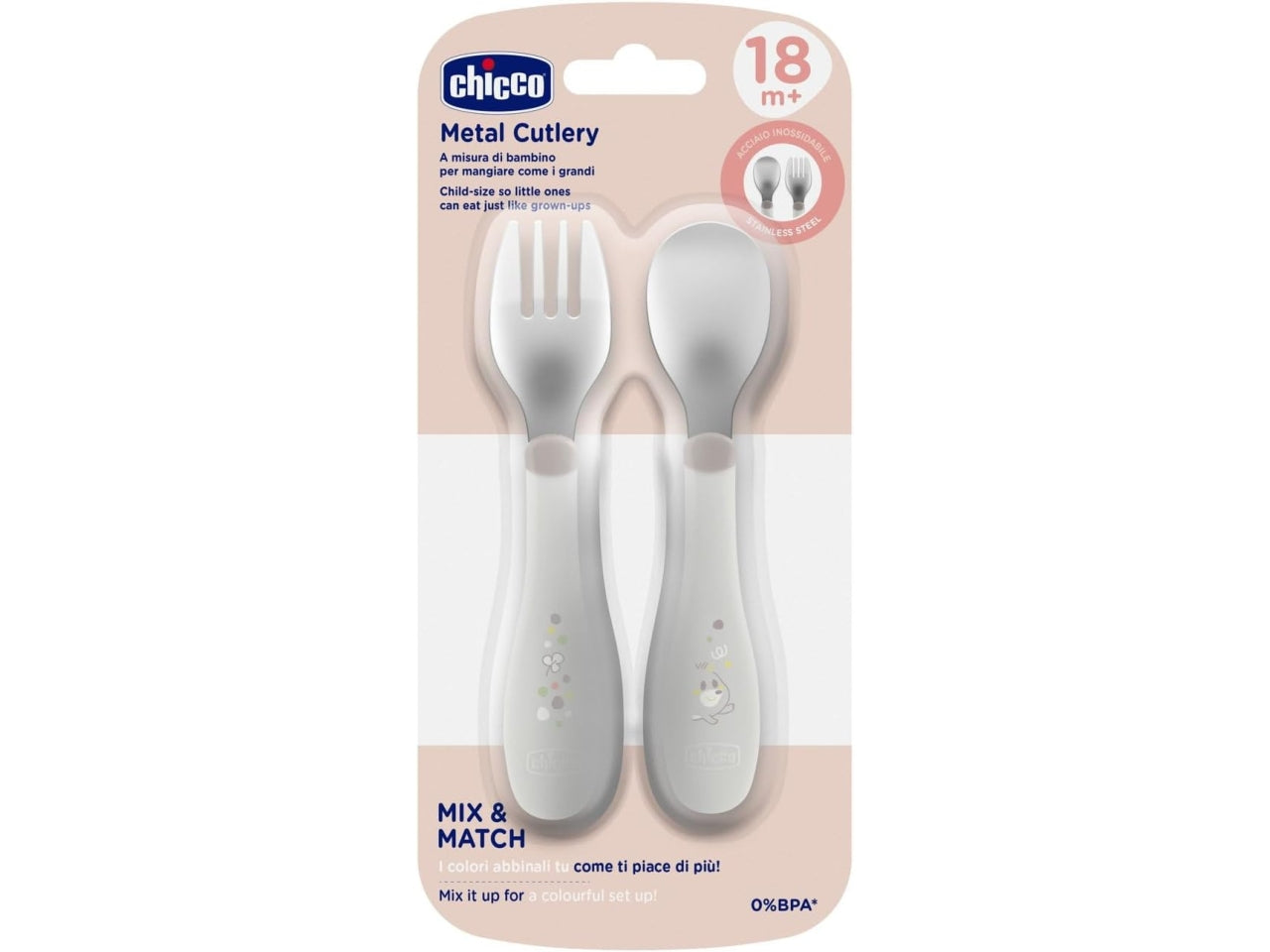 Posate inox consigliato da 18m+ di colore grigio