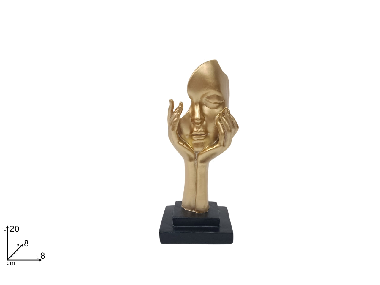 Statua viso con mani oro