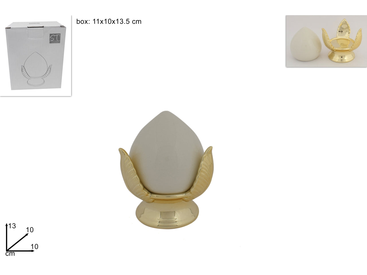 Pumo bianco con base oro 13cm