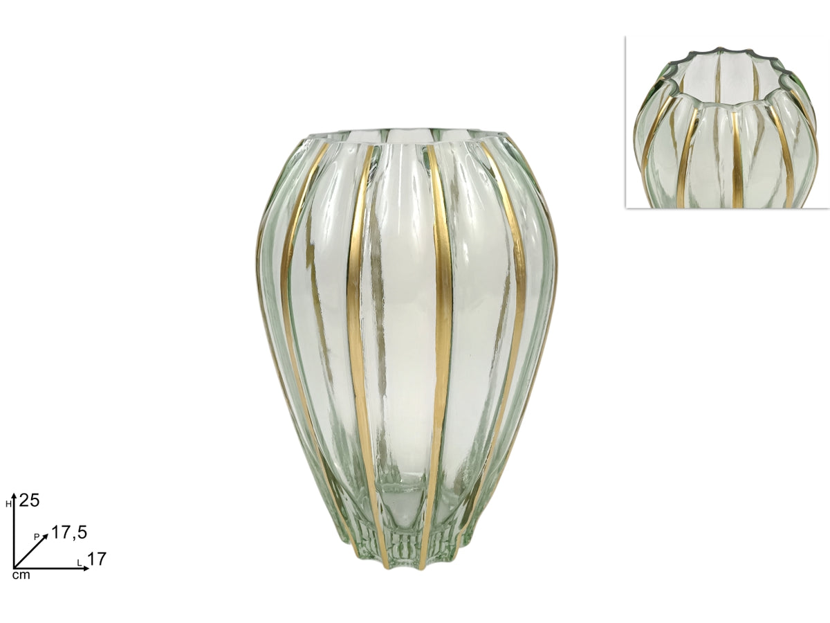 Vaso in vetro con decoro oro 25cm