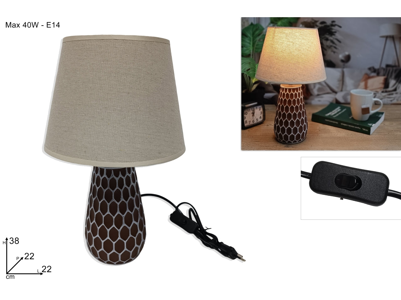 Lume intrecciato 38 cm marrone