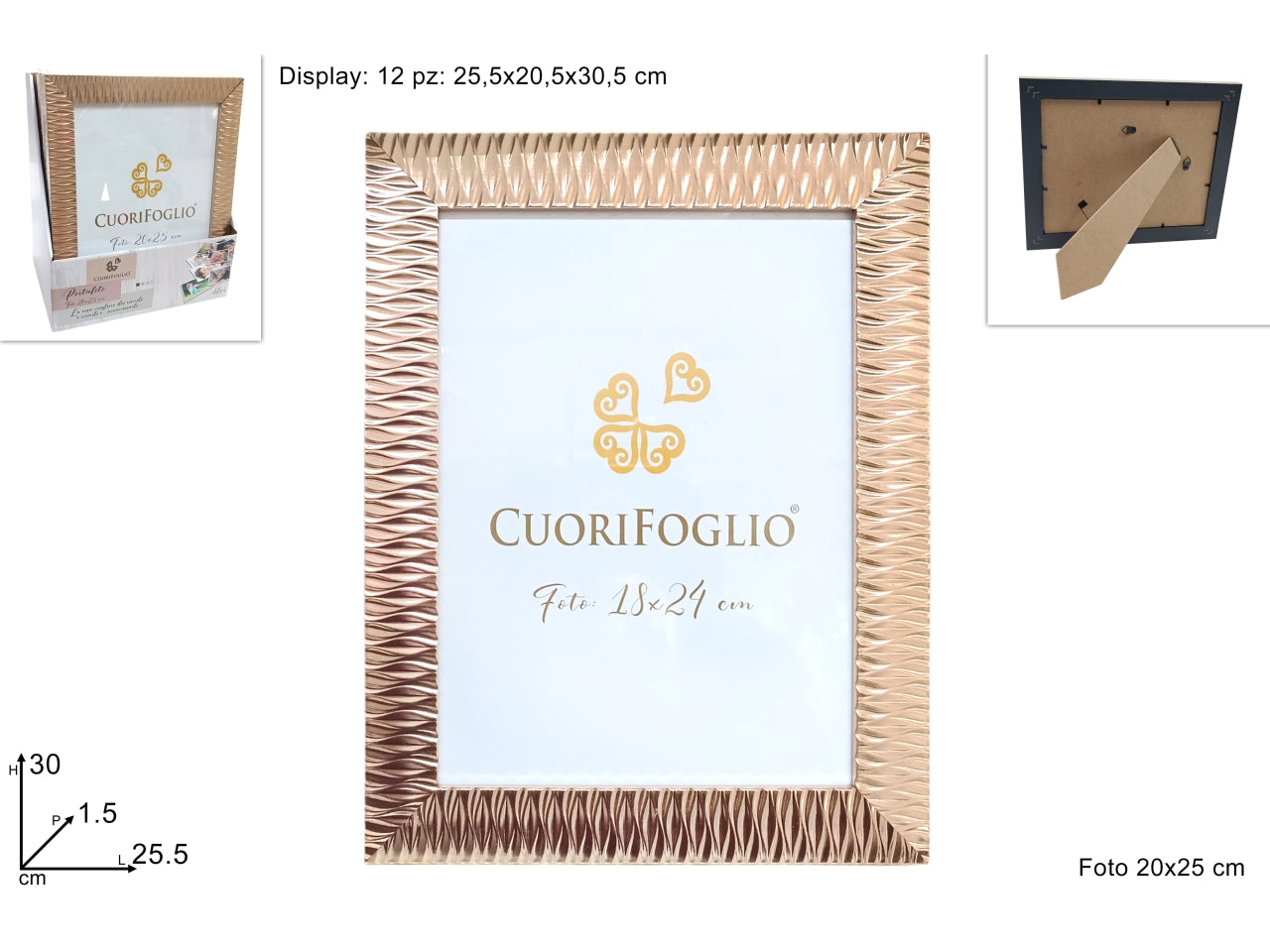Portafoto da appoggio 20x25cm color copper