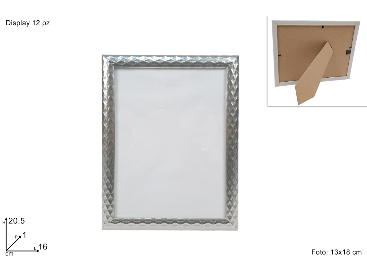 Portafoto fantasia rombi argento 13x18cm