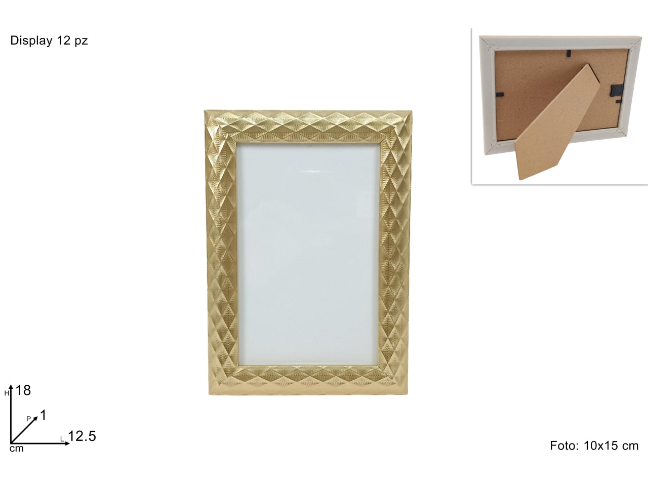 Portafoto fantasia rombi oro 10x15cm