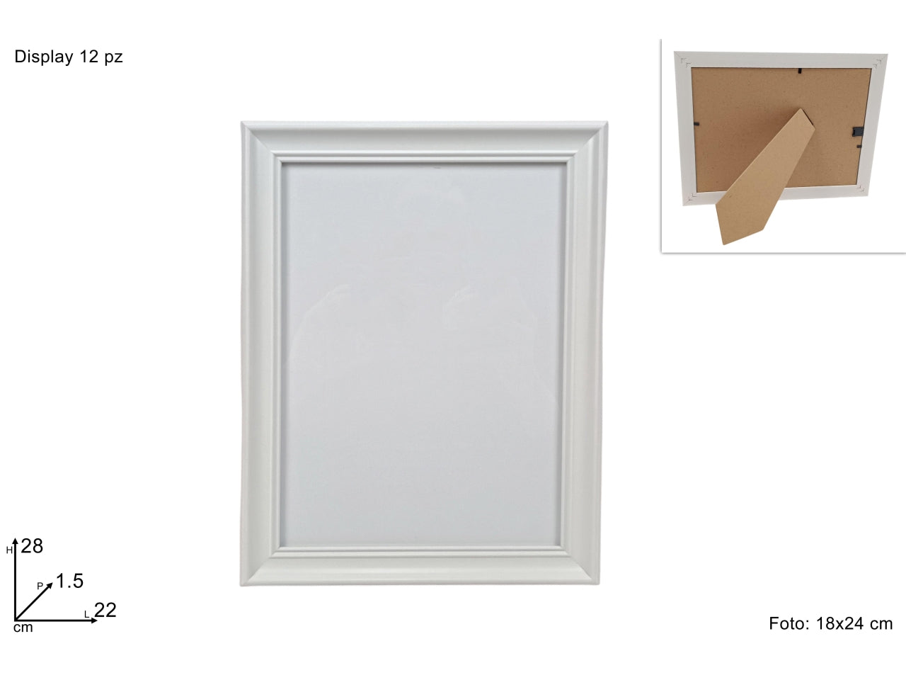 Portafoto effetto legno bianco 18x24cm