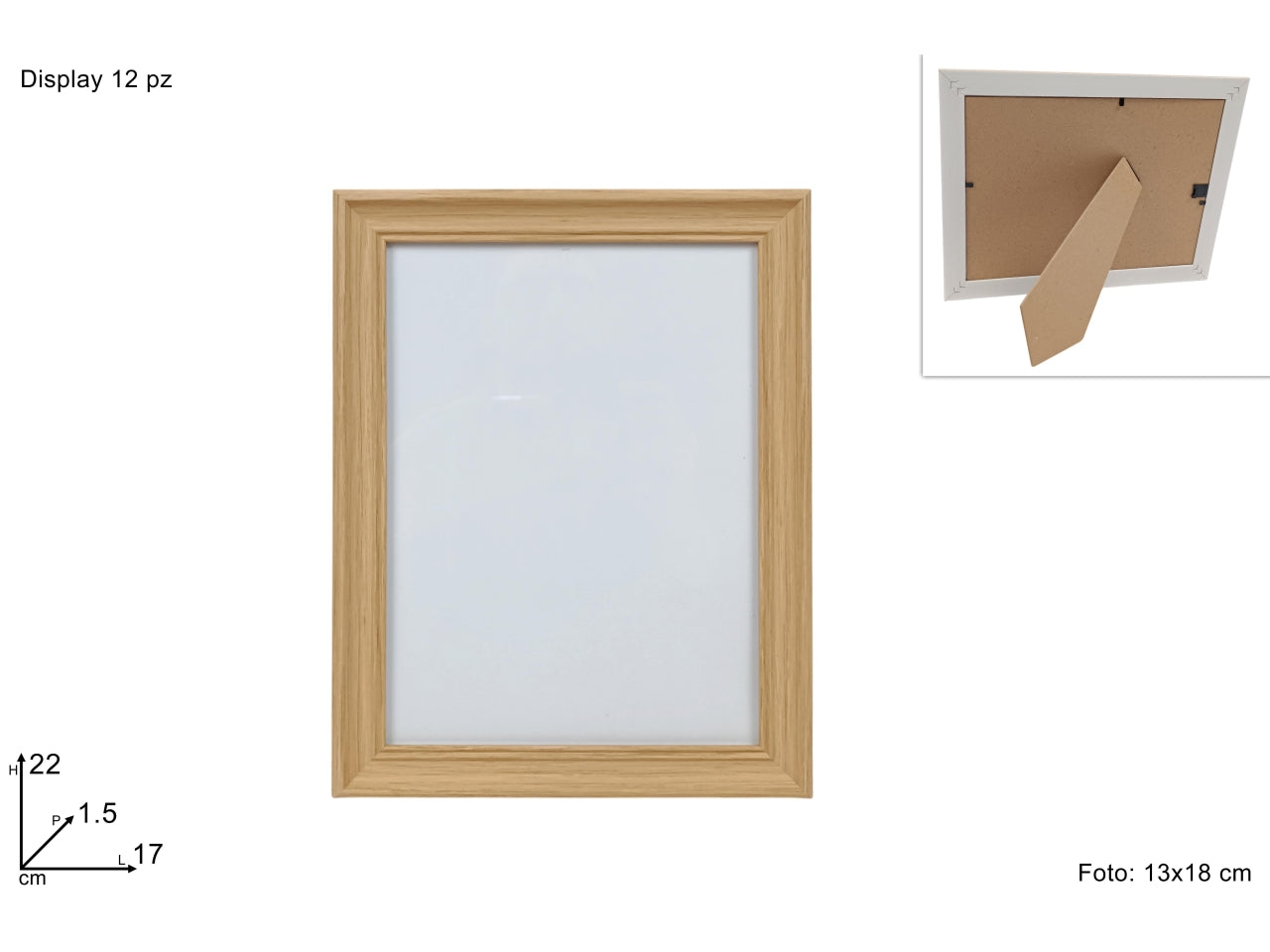 Portafoto effetto legno naturale 13x18cm