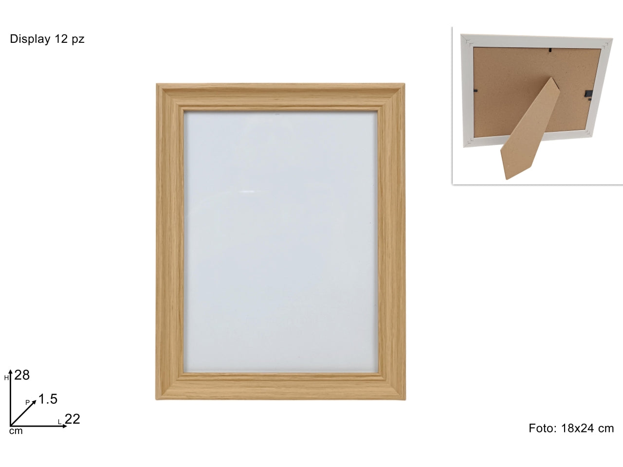 Portafoto effetto legno naturale 18x24cm