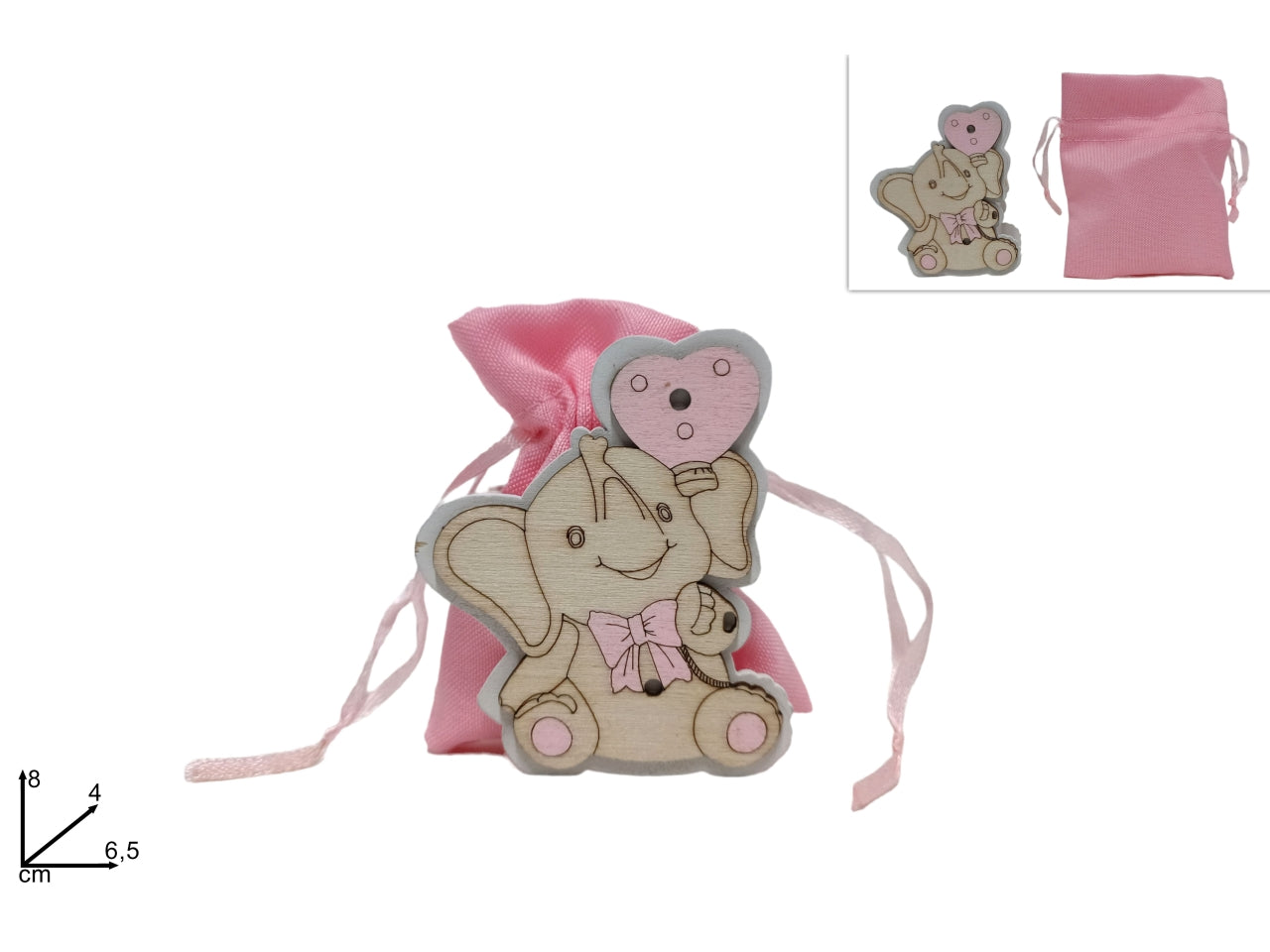 Sacchetto porta confetti elefante rosa