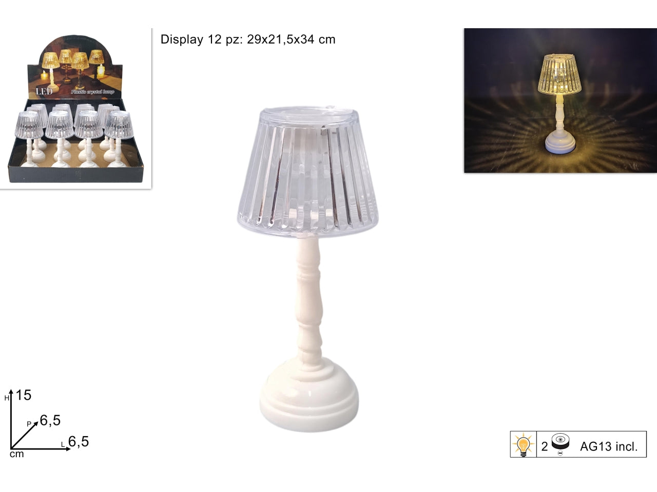 Mini lume in plastica con base bianca