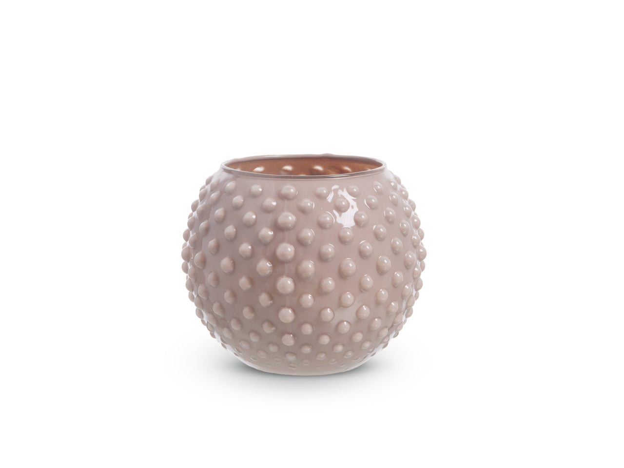 Vaso sfera con decoro a pois h.13xd.16 cm rosato basic