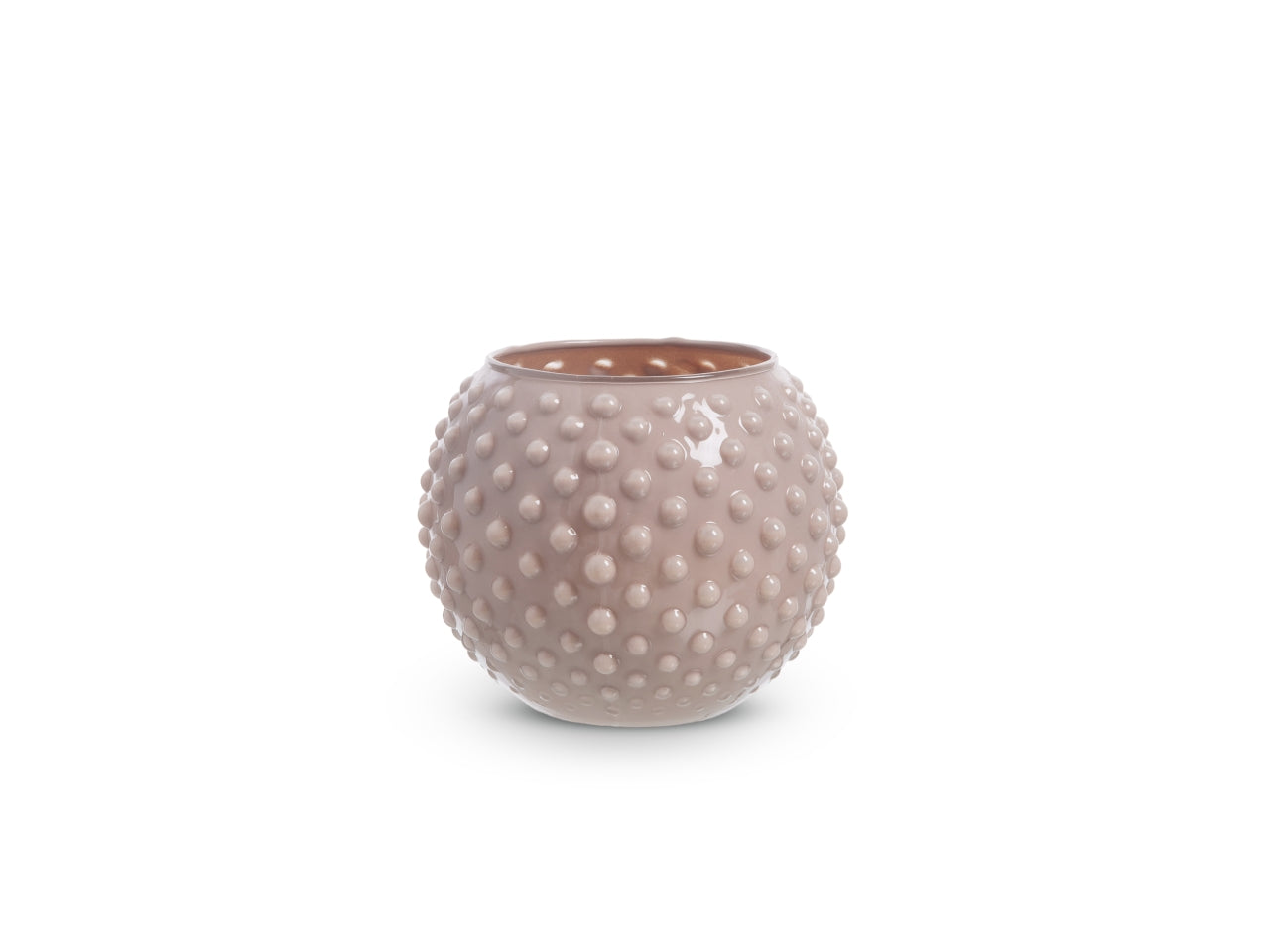 Vaso sfera con decoro a pois h.10xd.12 cm rosato basic