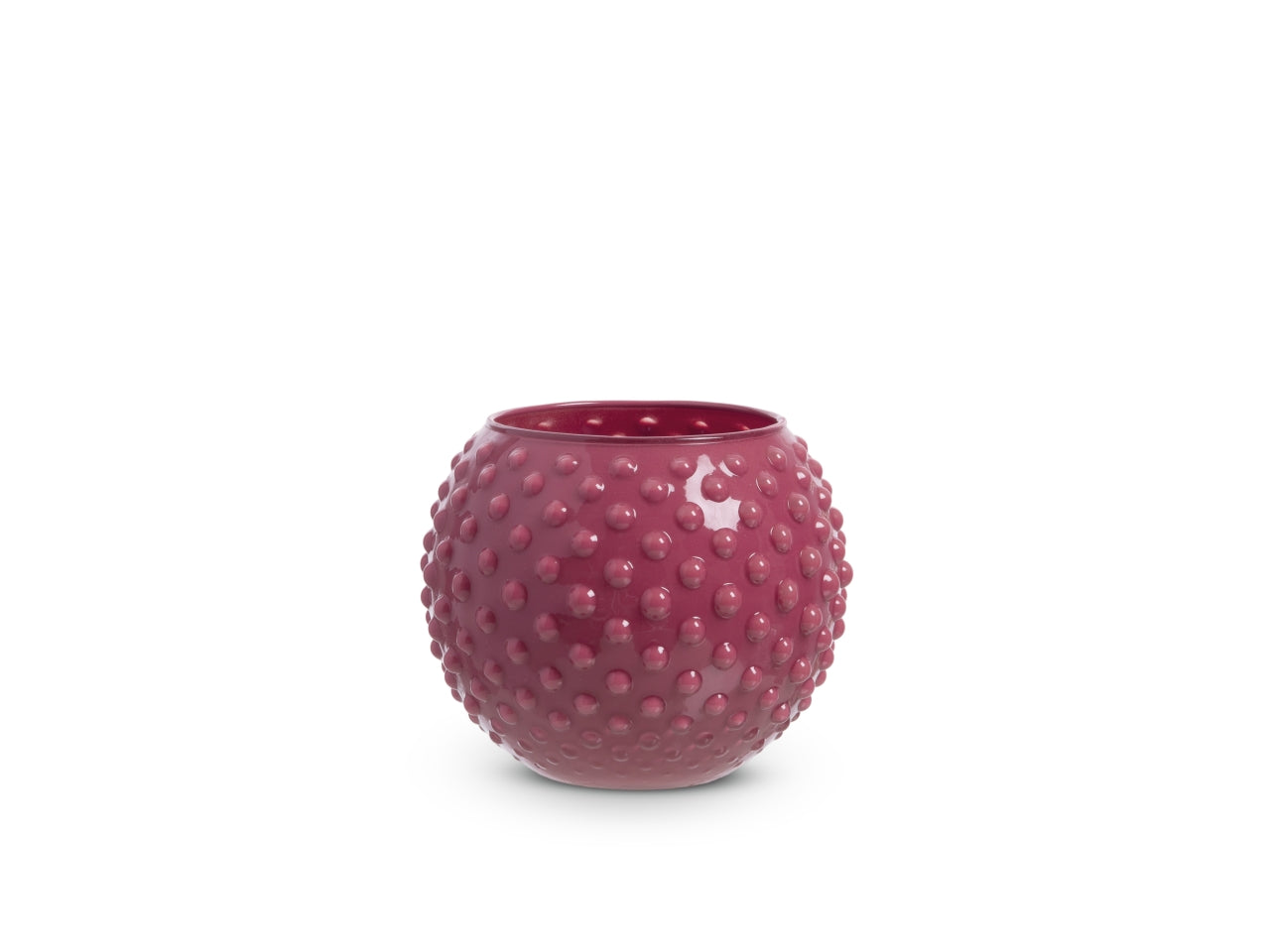Vaso sfera con decoro a pois h.10xd.12 cm magenta basic