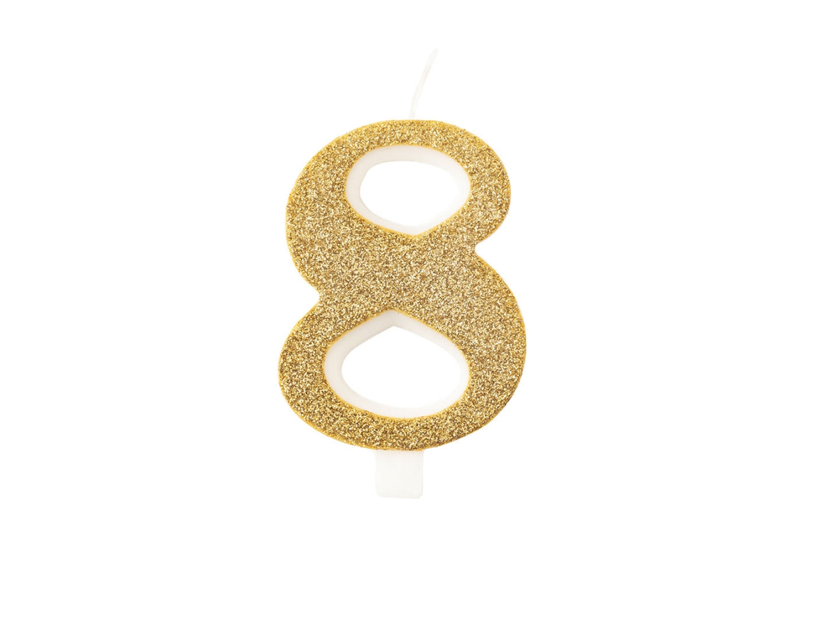 Candelina bio glitter 9,5cm n.8 oro