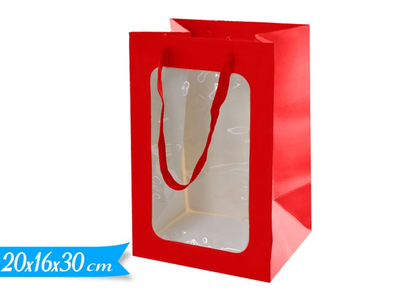 Busta con finestra trasparente 20x30x16cm rossa