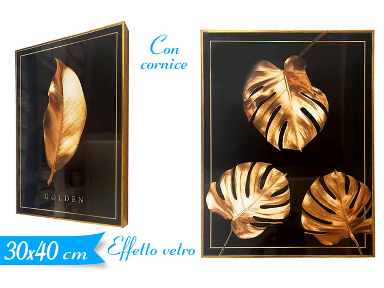 Quadro con cornice effetto vetro 40x30x2.5 in vari soggetti