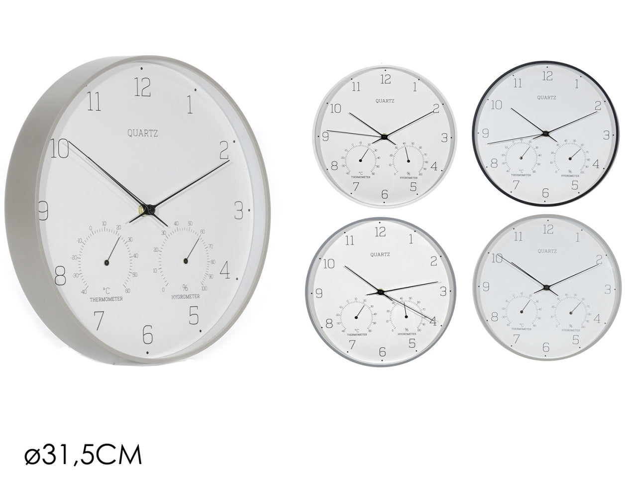 Orologio da muro d.31,5x4,5cm in 4 assortimenti