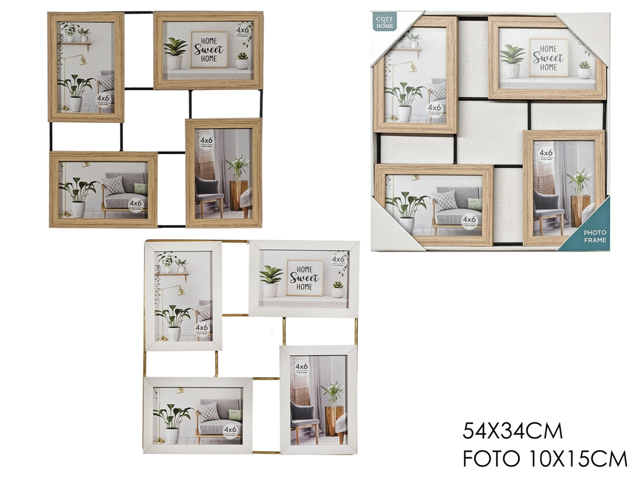 Portafoto 4posti 34x34cm in 2 assortimenti