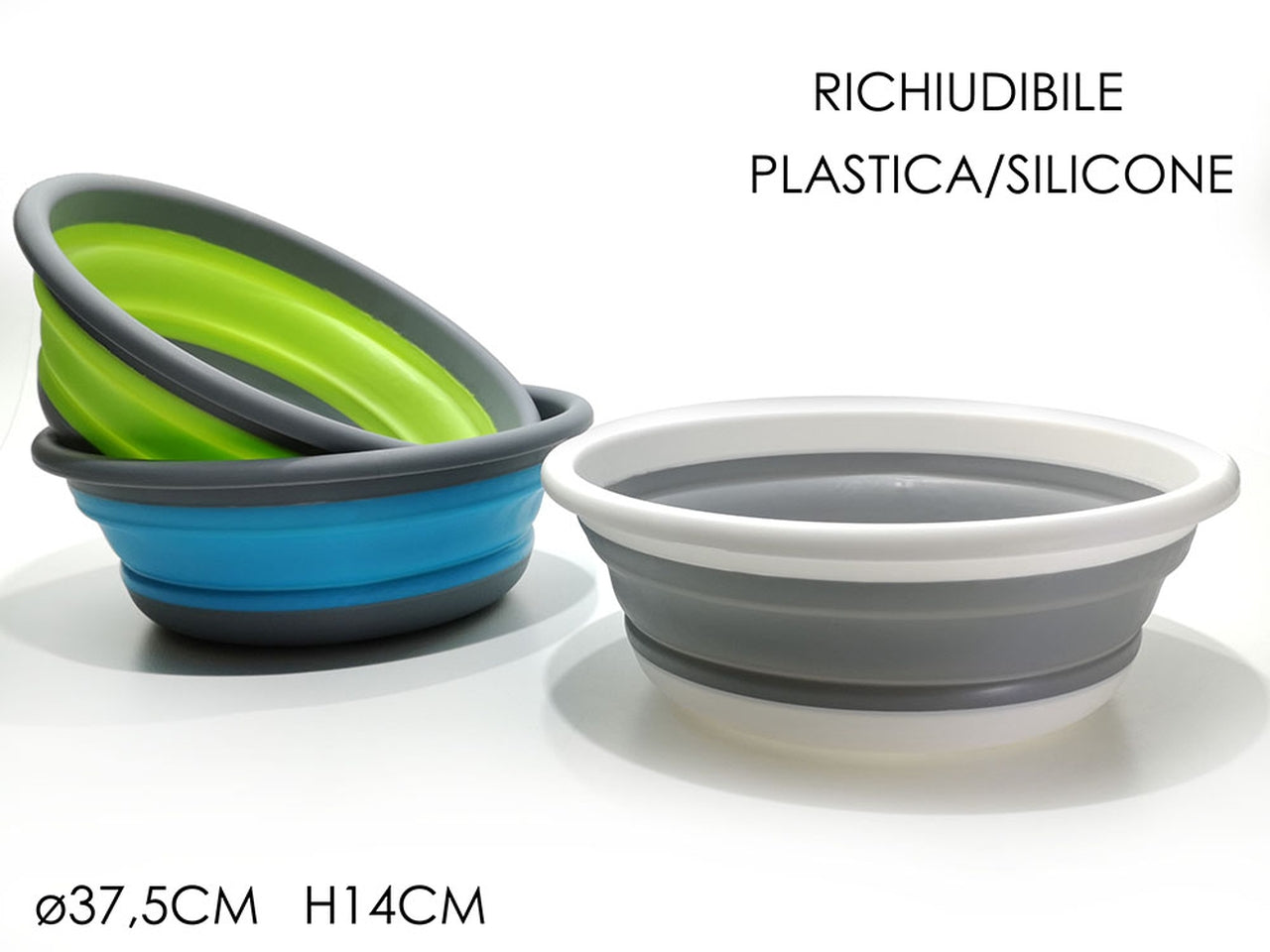 Bacinella richiudibile d.37,5xh.14cm 9lt 3 assortite