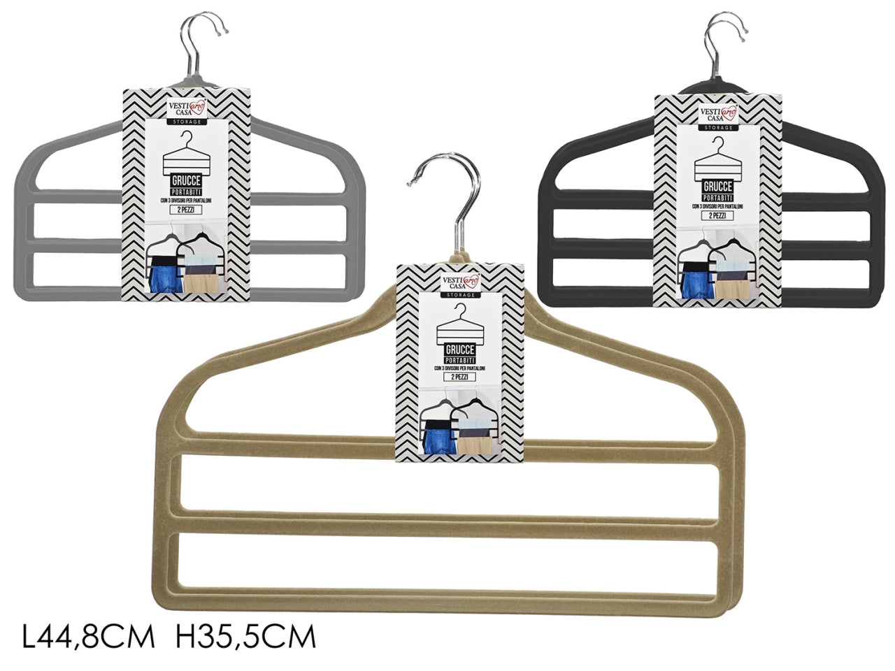 Grucce con appendi pantalone set da 2 pz di colori assortiti