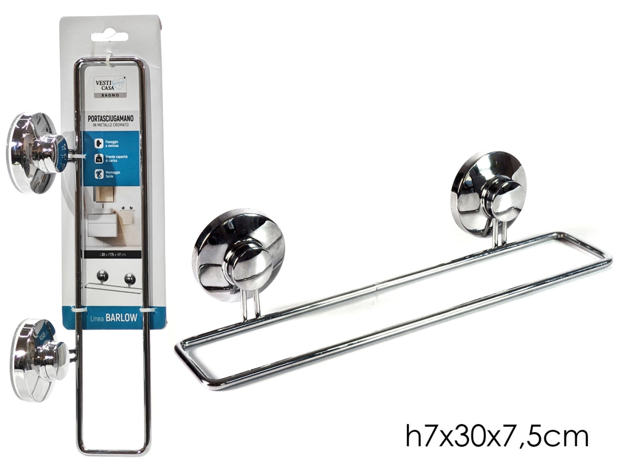 Portasciugamano 30cm con ventosa cromato