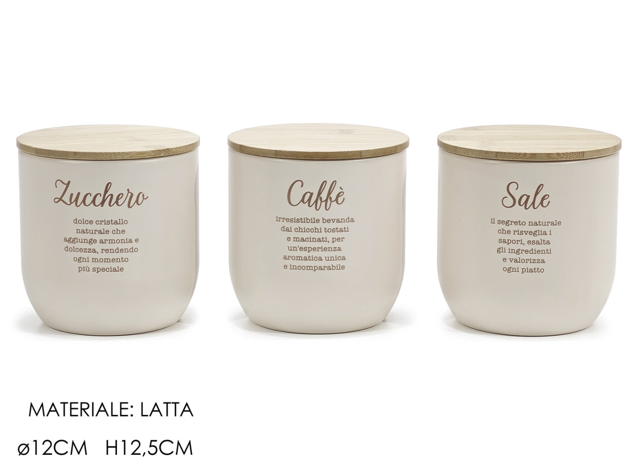 Barattolo in latta con coperchio d.12xh12,5cm di colore crema assortiti