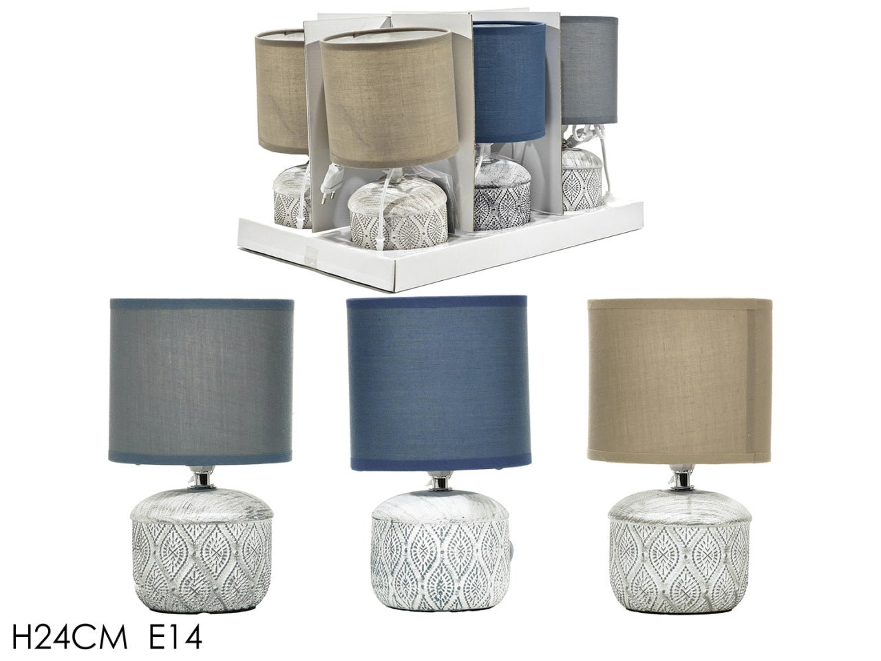 Lampada da tavolo h.24cm in ceramica con colorazioni assortite