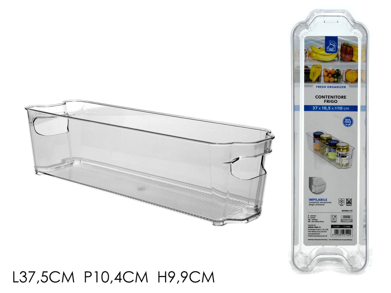 Contenitore salvaspazio per frigorifero 37,2x10,4x9,9cm
