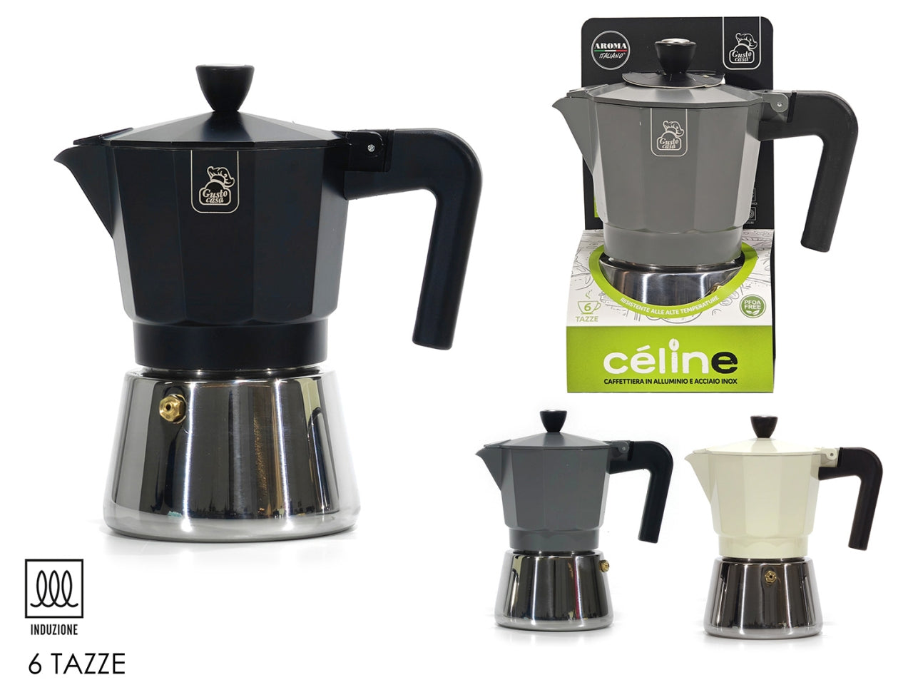 Caffettiera celine 6 tazze induzione  assortita