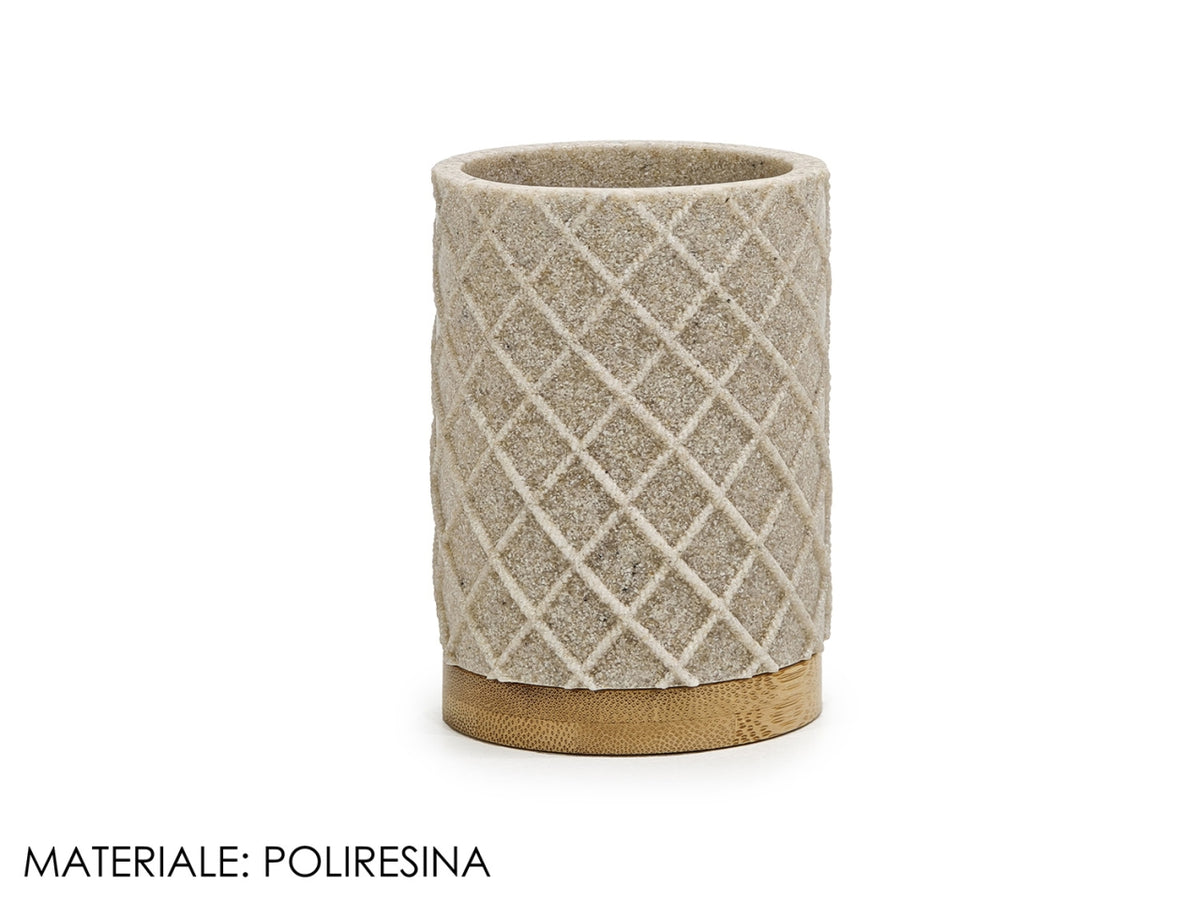 Portaspazzolino in bamboo di colore beige