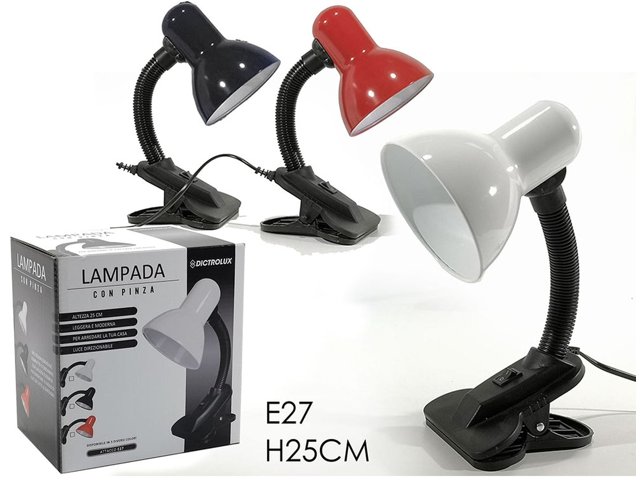 Lampada scrivania a pinza in colori assortiti