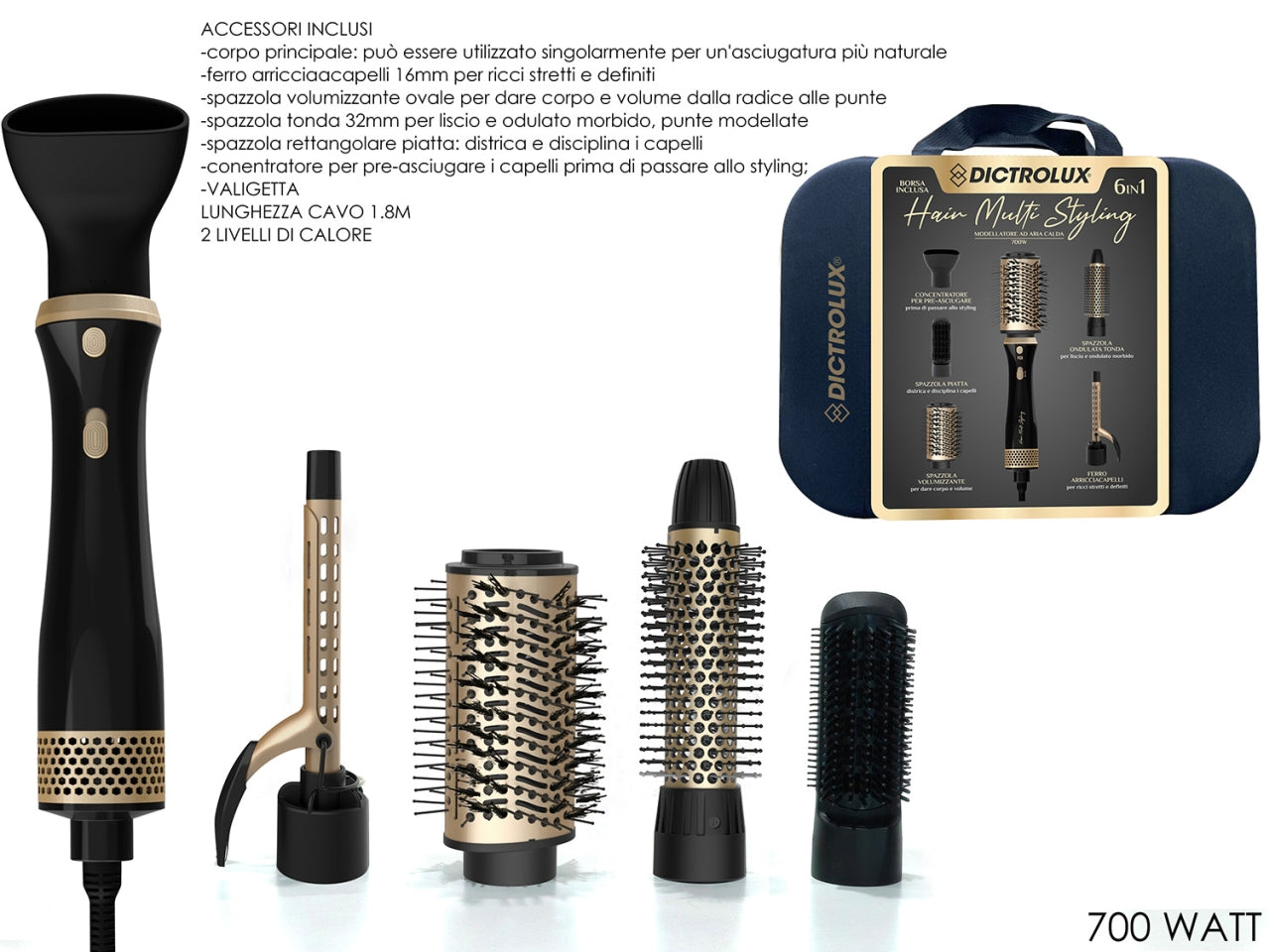Phone hair multi styling 700w 6 modellanti in 1